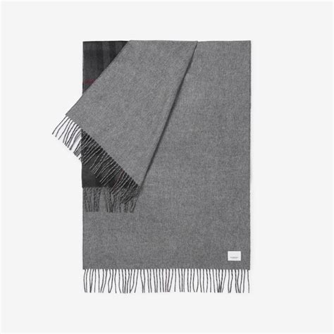 Check Cashmere Scarf in Charcoal 